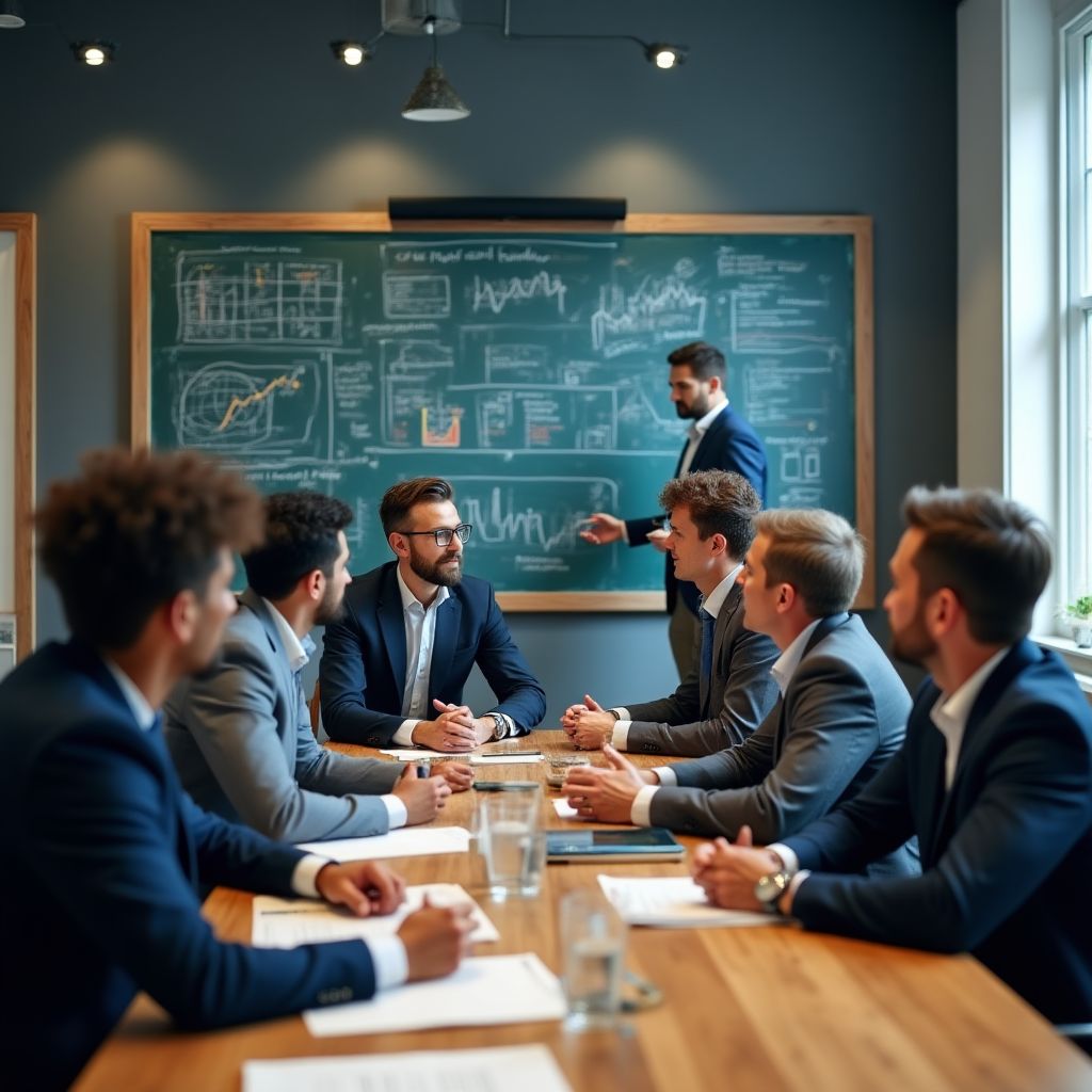Equipo de consultores en sesión estratégica